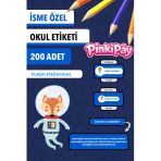 Isim Yazılabilir Sevimli Astronot Hayvanlar Temalı Okul Etiketi – Kalem & Defter Için 200 Adet