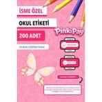 Isim Yazılabilir Sevimli ve Güzel Kelebekler Temalı Okul Etiketi – Kalem & Defter Için 200 Adet