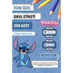 Isim Yazılabilir Stitch Temalı Kişiye Özel Okul Etiketi – Kalem & Defter Için 200 Adet