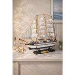 İsime Kişiye Özel Dekoratif Premium Ahşap El Yapımı Yelkenli Gemi Maketi 33x33 CM Biblo Hediye 531-F
