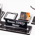 İsimliksepeti Mermer Desenli Kartal Biblo 5li Ahşap Masa İsimliği Gümüş İsimlik