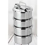 Isıtılabilir Çelik Sefer Tası 4 Litre Paslanmaz 5-6 Kişilk 4 Kap Sefertası Yemek Taşıma Kabı 17x22cm
