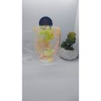 Isıya Dayanıklı Çift Cidarlı Kurutulmuş Canlı Çiçekli Kupa (Sarı&yeşil&pembe) - 1 Adet - 350 ml