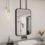 İskandinav Dikdörtgen Siyah Banyo Aynası, Duvara Monte Metal Çerçeveli Makyaj Aynası, Tavana Asılı Tıraş ve Makyaj Aynası, 50 cm x 70 cm, Modern Ev Dekoru