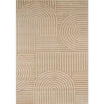 İskandinav Geometrik Desenli Kabartmalı Yumuşak Bej Halı, Salon Halısı, Oturma Odası Halısı, Çocuk Odası Halısı, Yolluk (80 x 150)