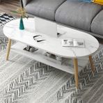 İskandinav Mermer Üst Sehpa Raflı Yaratıcı Tasarım Daire Oturma Odası için 47 inç U x 24 inç G x 16,5 inç Y Oturma Odası veya Yatak Odası için Modern Minimalist Stil Yan Sehpa