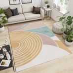 İskandinav Minimalizm Ark Geometri Alan Halı Şık Modern Yatak Odası Halıları Oturma Odası Çalışma Ofis Dekoru için Rahat Yumuşak Nefes Alabilir Kaymaz Destek 180x220 cm