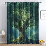 İskandinav Mitolojisi Hayat Ağacı Karartma Perdeleri, 132 x 132 cm Termal Perdeler, Oturma Odası ve Yatak Odası için Delikli Pencere Panelleri, Zarif Ev Dekoru