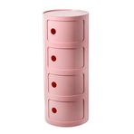İskandinav Modern Komodin Çekmeceli ve Sürgülü Kapılı Yuvarlak Komodin 2/3/4 Katlı Pembe Komidin Saklama Sandığı Plastik Yatak Odası için Komidin Boyut: 32 * 76 cm