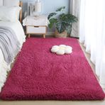İskandinav Parça Halı 200x300 cm Yumuşak Bordo Oturma Odası Halısı Peluş Yatak Odası Halısı Dekoratif Yün Karışımı Kız Odası için Rahat Ev Vurgu