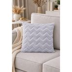 İskandinav Tarz Dekoratif Peluş Kırlent Kılıfı 42x42 cm Kabartmalı Desenli Yumuşak Dokulu Yastık Kılıfı Tekli (Gri (Zigzag Desen))