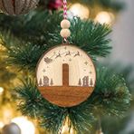 İskandinav Tarzı I Harfi Yılbaşı Ağaç Süsü, Kişiye Özel Minimalist Noel Baba Desenli Çam Ağacı Süsü Ceviz