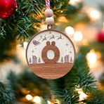 İskandinav Tarzı Ö Harfi Yılbaşı Ağaç Süsü, Kişiye Özel Minimalist Noel Baba Desenli Çam Ağacı Süsü Ceviz