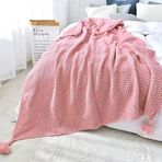 İskandinav Tarzı Örme Klima Kılıfı Pomponlu 120 * 150 cm 150 * 200 cm Yumuşak ve Sıcak Yatak Battaniyesi Kanepe Örtüsü Flanel Bej Kanepe Örtüsü