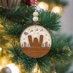 İskandinav Tarzı W Harfi Yılbaşı Ağaç Süsü, Kişiye Özel Minimalist Noel Baba Desenli Çam Ağacı Süsü Ceviz