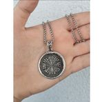 İskandinav Viking Mitoloji Çift Taraflı Pusula Ve Valknut Figürlü Kolye