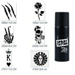 İskelet Zafer Spray Tattoo Geçici Sprey Dövme Seti