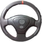 İskender Oto Aksesuar Mazda 323 Noktalı Tüysüz Süet Kırmızı Yüzüklü Kırmızı Dikiş Direksiyon Kılıfı - Siyah - Kırmızı