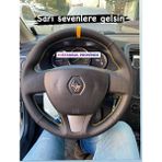 İskender Oto Aksesuar Renault Symbol 2014-17 model noktalı karbon desen sarı şerit sarı dikiş direksiyon kılıfı