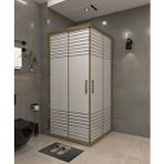 İskit Duşakabin 120 X 120 Kumlama Cam Desen 11 Kare Köşe Girişli Kabin İnox Profil 6mm Kahverengi