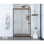 İskit Duşakabin 133 Cm 1 Sabit 1 Sürgü İki Duvar Arası Şeffaf Cam Bronz Profil 6mm Kabin Kahverengi