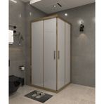 İskit Duşakabin 80 X 80 Kumlama Cam Desen 01 Kare Köşe Girişli Kabin İnox Profil 6mm Kahverengi