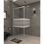 İskit Duşakabin 90 X 90 Kumlama Cam Desen 06 Kare Köşe Girişli Kabin Parlak Profil 6mm Gümüş