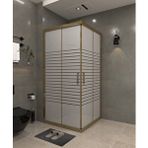 İskit Duşakabin 90 X 90 Kumlama Cam Desen 10 Kare Köşe Girişli Kabin İnox Profil 6mm Kahverengi