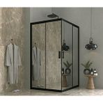 İskit Duşakabin İskit Duşakabin 100 X 120 Dikdörtgen Aynalı Reflekte Cam Köşe Girişli Kabin Siyah Profil 6mm Beyaz