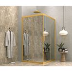 İskit Duşakabin İskit Duşakabin 100 X 130 Dikdörtgen Aynalı Reflekte Cam Köşe Girişli Kabin Gold Profil 6mm Altın