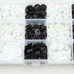İşkur Makina Plastik Siyah Beyaz Renk 100 Set Çıt Çıt Düğme ve Saklama Kutusu
