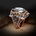 İslam Usta Selçuklu Motif Taşlı 925 Ayar Erkek Gümüş Yüzük