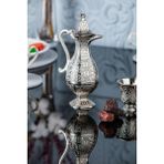 Işleme Motifli Sunum Zemzem Ibriği, Şık ve Zarif Tasarım, Gri Renk - Altın - Gri