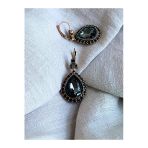 Işlemeli Black Diamond Su Damlası Küpe