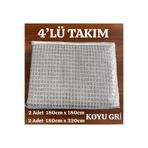 İsmail Gürel 4'LÜ TAKIM Windores Çok Amaçlı Natural Takım Koltuk, Kanepe, Çekyat Için Dekoratif Koltuk Örtüsü