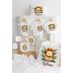 Isme Özel %100 Pamuk Baskılı 11'li Isimli Organik Bebek Hastane Çıkışı M02 - 0 - 3 Ay - Ekru - Ekru