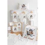 Isme Özel %100 Pamuk Baskılı 11'li Isimli Organik Bebek Hastane Çıkışı M21 - 0 - 3 Ay - Ekru - Ekru