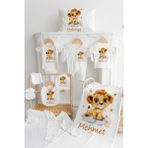 Isme Özel %100 Pamuk Baskılı 11'li Isimli Organik Bebek Hastane Çıkışı M30 - Ekru - Ekru - 0 - 3 Ay