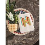 Isme Özel Harf Işlemeli Kadife El Havlusu – Modern Renkli Tasarım - 30 x 50 cm - Kahverengi - Yeşil - Beyaz - Hardal