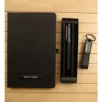 Isme Özel Lastikli Siyah Defter - Anahtarlık ve Siyah Kalem Seti