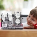 Isme Özel Müzikli Kar Küresi ve Kum Saati Dekoratif Biblo – Eiffel Kulesi Tasarımlı, 16X13X8 cm - --
