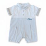 İsme Özel Nakışlı Casual Bebek Elbise - Mavi - 12 Ay