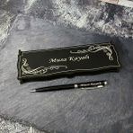 İsme Özel Sanat Hediyelik Metal Tükenmez Kalem Seti Ahşap Kutu ile 1 Adet