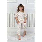 Isob Ekru Meyve Desenli %100 Pamuk Kız Çocuk Kısa Kollu Pijama Takımı 3-8 Yaş 41208-E - 4 - 5 Yaş