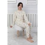 Isob Ekru Meyve Desenli %100 Pamuk Kız Çocuk Pijama Takımı 3-13 Yaş 41407-51210-E - 3 - 4 Yaş