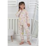 Isob Ekru Meyve Desenli %100 Pamuk Kız Çocuk Pijama Takımı 3-8 Yaş 51206-E - 5 - 6 Yaş
