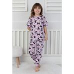 Isob Lila Kuromi Desenli %100 Pamuk Kız Çocuk Kısa Kollu Pijama Takımı 3-8 Yaş 41212-L - 5 - 6 Yaş - Pembe