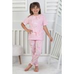 Isob Pembe Gökkuşağı Desenli %100 Pamuk Kız Çocuk Kısa Kollu Pijama Takımı 3-8 Yaş 41215-P - 4 - 5 Yaş