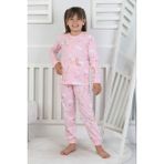 Isob Pembe Gökkuşağı Desenli %100 Pamuk Kız Çocuk Pijama Takımı 3-8 Yaş 51207-P - 7 - 8 Yaş