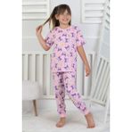 Isob Pembe Kuromi Desenli %100 Pamuk Kız Çocuk Kısa Kollu Pijama Takımı 3-8 Yaş 41219-P - 7 - 8 Yaş